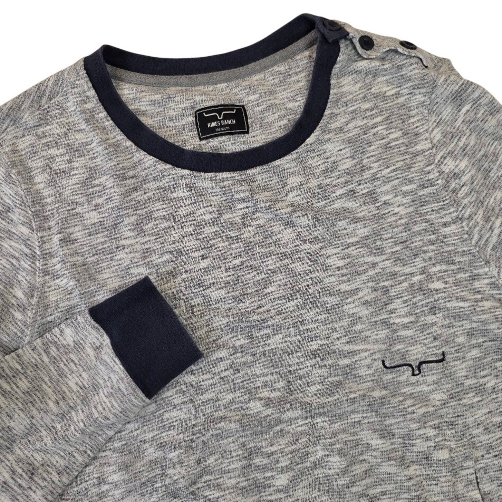 Kimes Ranch Women's M Sweatshirt Gray Navy Space Dye Shoulder Buttons Pockets